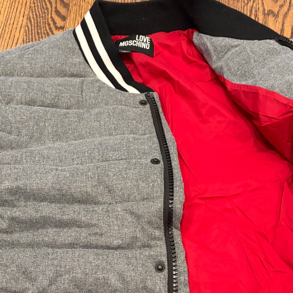 Love Moschino Gray & Black Varsity Bomber Jacket View 4